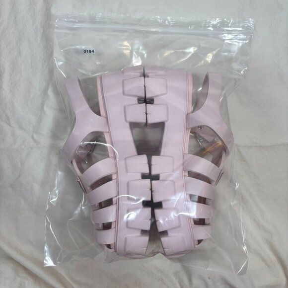 Prada Womens Monolith Rubber Cage Sandals Baby Pink Platform Slingback Size 38 - Picture 10 of 10